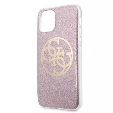 Guess GUHCN65PCUGLPI iPhone 11 Pro Max różowy/pink Hard Case 4G Circle Glitter