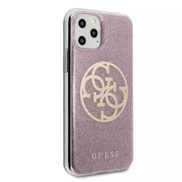 Guess GUHCN65PCUGLPI iPhone 11 Pro Max różowy/pink Hard Case 4G Circle Glitter