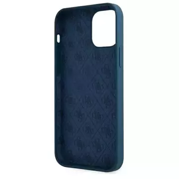 Guess GUHCP12LLSLMGBL iPhone 12 Pro Max 6,7" niebieski/blaues Hardcase Metall-Logo-Skript
