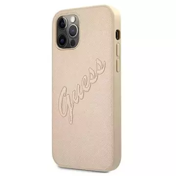 Guess GUHCP12LRSAVSLG iPhone 12 Pro Max 6,7" złoty/gold Hardcase Saffiano Vintage Script