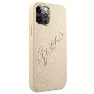 Guess GUHCP12LRSAVSLG iPhone 12 Pro Max 6,7" złoty/gold Hardcase Saffiano Vintage Script