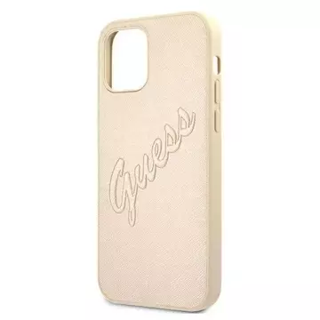 Guess GUHCP12LRSAVSLG iPhone 12 Pro Max 6,7" złoty/gold Hardcase Saffiano Vintage Script