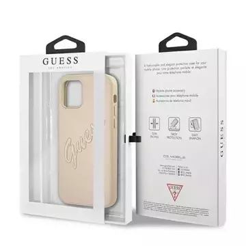 Guess GUHCP12LRSAVSLG iPhone 12 Pro Max 6,7" złoty/gold Hardcase Saffiano Vintage Script