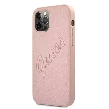 Guess GUHCP12LRSAVSRG iPhone 12 Pro Max 6,7" różowy/pink Hardcase Saffiano Vintage Script