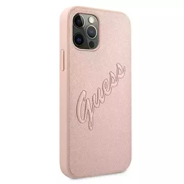 Guess GUHCP12LRSAVSRG iPhone 12 Pro Max 6,7" różowy/pink Hardcase Saffiano Vintage Script