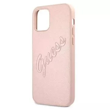 Guess GUHCP12LRSAVSRG iPhone 12 Pro Max 6,7" różowy/pink Hardcase Saffiano Vintage Script