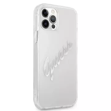 Guess GUHCP12MKTRSVSI iPhone 12/12 Pro 6,1" Transparente Hardcase Vintage Script Silver