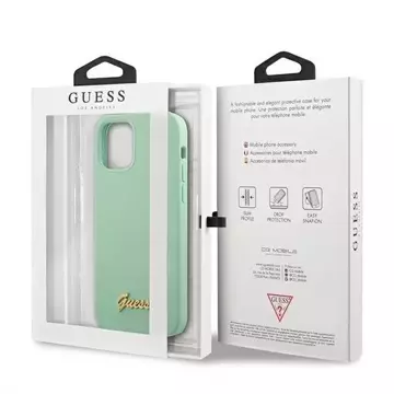 Guess GUHCP12MLSLMGGN iPhone 12/12 Pro 6,1" zielony/grünes Hardcase Metall-Logo-Schriftzug