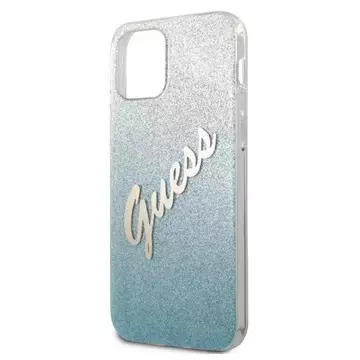 Guess GUHCP12MPCUGLSBL iPhone 12/12 Pro 6,1" niebieski/blaues Hardcase Glitter Gradient Script