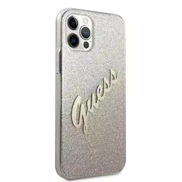 Guess GUHCP12MPCUGLSGO iPhone 12/12 Pro 6,1" złoty/gold Hardcase Glitter Gradient Script