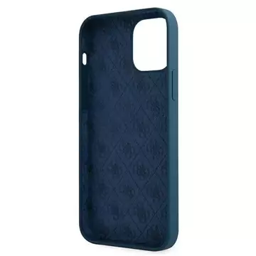 Guess GUHCP12SLSLMGBL iPhone 12 mini 5,4" niebieski/blaues Hardcase Metall-Logo-Skript