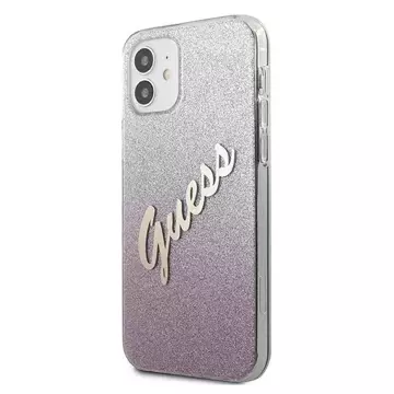 Guess GUHCP12SPCUGLSPI iPhone 12 mini 5,4" różowy/pink Hardcase Glitter Gradient Script