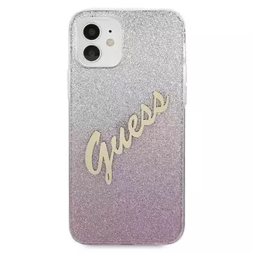 Guess GUHCP12SPCUGLSPI iPhone 12 mini 5,4" różowy/pink Hardcase Glitter Gradient Script