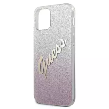 Guess GUHCP12SPCUGLSPI iPhone 12 mini 5,4" różowy/pink Hardcase Glitter Gradient Script