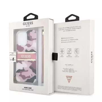 Guess GUHCP13LKCABPI iPhone 13 Pro / 13 6,1" różowy/pink Hardcase Camo Strap Collection