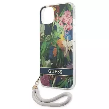 Guess GUHCP13MHFLSB iPhone 13 6,1" Niebieski/Blue Hardcase Flower Strap