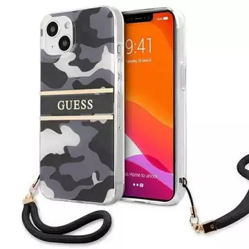 Guess GUHCP13MKCABBK iPhone 13 6,1" Czarny/Black Hardcase Camo Strap Collection