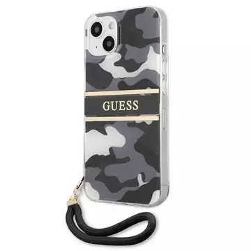 Guess GUHCP13MKCABBK iPhone 13 6,1" Czarny/Black Hardcase Camo Strap Collection