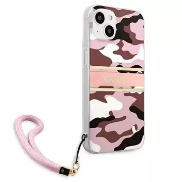 Guess GUHCP13MKCABPI iPhone 13 6,1" różowy/pink Hardcase Camo Strap Collection