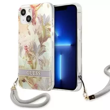 Guess GUHCP13SHFLSU iPhone 13 mini 5,4" fioletowy/lila Hardcase Flower Strap