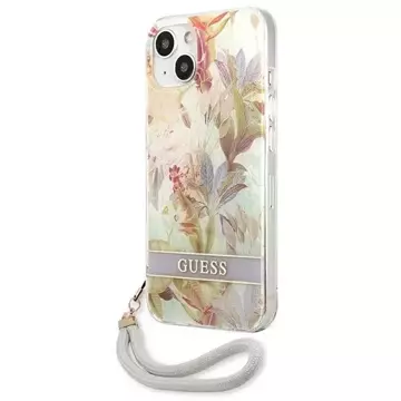 Guess GUHCP13SHFLSU iPhone 13 mini 5,4" fioletowy/lila Hardcase Flower Strap