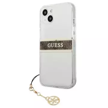 Guess GUHCP13SKB4GBR iPhone 13 mini 5,4" Transparentes Hardcase 4G Brown Strap Charm