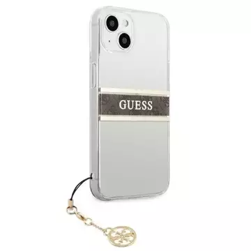 Guess GUHCP13SKB4GBR iPhone 13 mini 5,4" Transparentes Hardcase 4G Brown Strap Charm