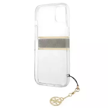 Guess GUHCP13SKB4GBR iPhone 13 mini 5,4" Transparentes Hardcase 4G Brown Strap Charm