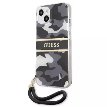 Guess GUHCP13SKCABBK iPhone 13 mini 5,4" Czarny/Black Hardcase Camo Strap Collection