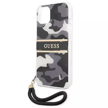 Guess GUHCP13SKCABBK iPhone 13 mini 5,4" Czarny/Black Hardcase Camo Strap Collection