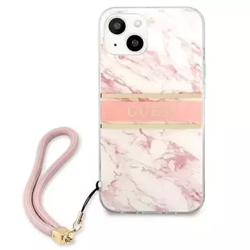 Guess GUHCP13SKMABPI iPhone 13 mini 5,4" różowy/pink Hardcase Marble Strap Collection