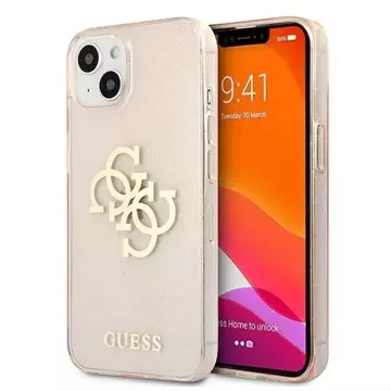 Guess GUHCP13SPCUGL4GGO iPhone 13 mini 5,4" złoty/gold Hard Case Glitter 4G Big Logo