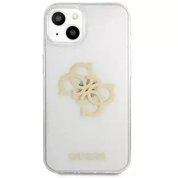 Guess GUHCP13SPCUGL4GTR iPhone 13 mini 5,4" transparentes Hartschalenetui Glitter 4G Big Logo