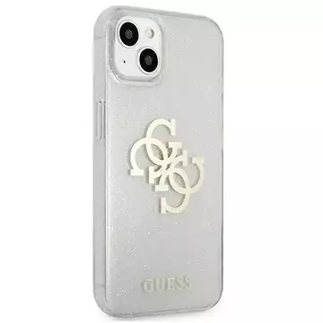 Guess GUHCP13SPCUGL4GTR iPhone 13 mini 5,4" transparentes Hartschalenetui Glitter 4G Big Logo