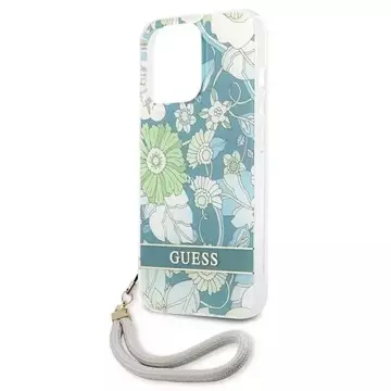 Guess GUHCP13XHFLSN iPhone 13 Pro Max 6,7" zielony/green Hardcase Flower Strap