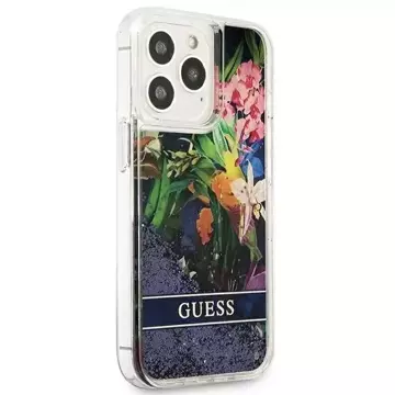 Guess GUHCP13XLFLSB iPhone 13 Pro Max 6,7" niebieski/blue Hardcase Flower Liquid Glitter