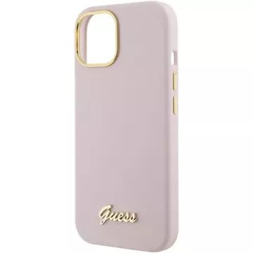 Guess GUHCP15SSMBSLP Hülle für iPhone 15 6,1" rosa/rosa Hardcase Silikon Script Metal Logo