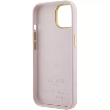 Guess GUHCP15SSMBSLP Hülle für iPhone 15 6,1" rosa/rosa Hardcase Silikon Script Metal Logo