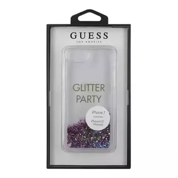 Guess GUHCP7GLUQPU iPhone 6/7/8 /SE 2020 fioletowy/lila Hartschalenetui Liquid Glitter Party