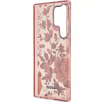 Guess GUHCS23LHCFWSP Hülle für Samsung Galaxy S23 Ultra S918 pink/pink Hardcase Flower Collection