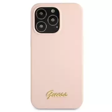 Guess GUHMP13LLSLMGLP iPhone 13 Pro / 13 6,1" jasnoróżowy/light pink Hardcase Silikon Script Gold Logo Magsafe