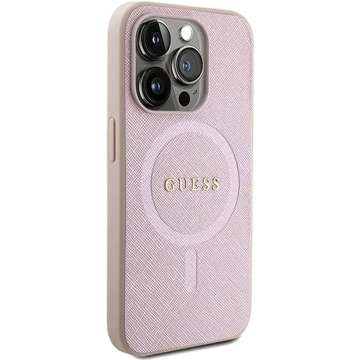 Guess GUHMP15LPSAHMCP Hülle für iPhone 15 Pro 6,1" Rot/Pink Saffiano MagSafe Hardcase