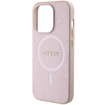 Guess GUHMP15XPSAHMCP Hülle für iPhone 15 Pro Max 6,7" Rot/Pink Saffiano MagSafe Hardcase