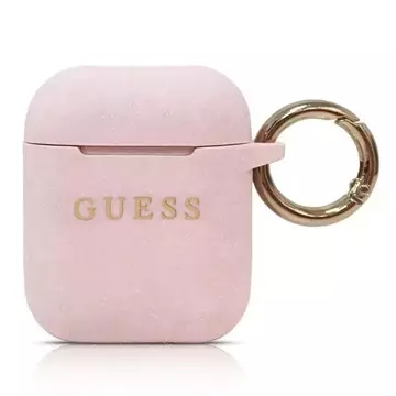 Guess Vencer Schutzhülle für AirPods cover hellrosa/rosa Silikon-Glitter