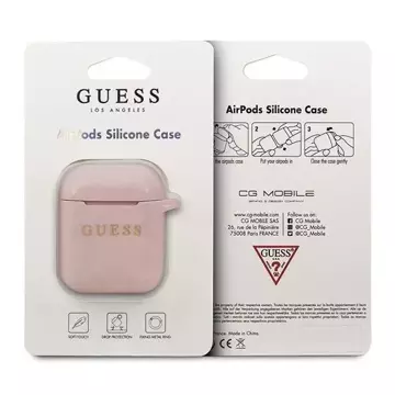 Guess Vencer Schutzhülle für AirPods cover hellrosa/rosa Silikon-Glitter