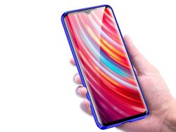 Handyhülle Dr.Fit für Redmi Note 8 Pro Magnethülle Glashülle Zweiseitig Blau