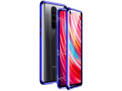 Handyhülle Dr.Fit für Redmi Note 8 Pro Magnethülle Glashülle Zweiseitig Blau