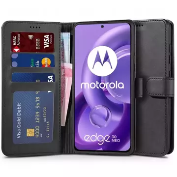 Handyhülle mit Geldbörse für Motorola Edge 30 Neo Black
