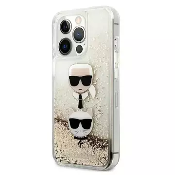 Handyschutzhülle Karl Lagerfeld KLHCP13LKICGLD für Apple iPhone 13 Pro / 13 6.1" Gold/Gold Hardcase Liquid Glitter Karl