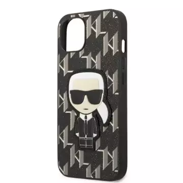 Handyschutzhülle Karl Lagerfeld KLHCP13MPMNIKBK für Apple iPhone 13 6.1" Hardcase schwarz/schwarz Monogram Ikonik Patch